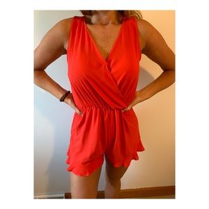orangey red romper